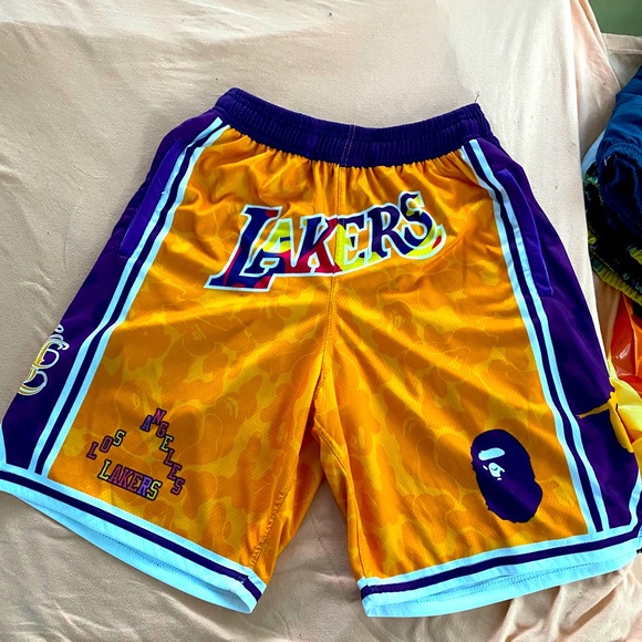 bape laker shorts